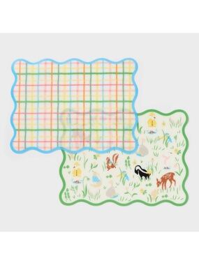 2pk Print and Gingham Placemat Green - Pillowfort